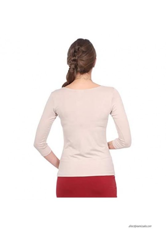 Kosher Casual Women's 3-4 Sleeve Boat Neck Layering Knit Top