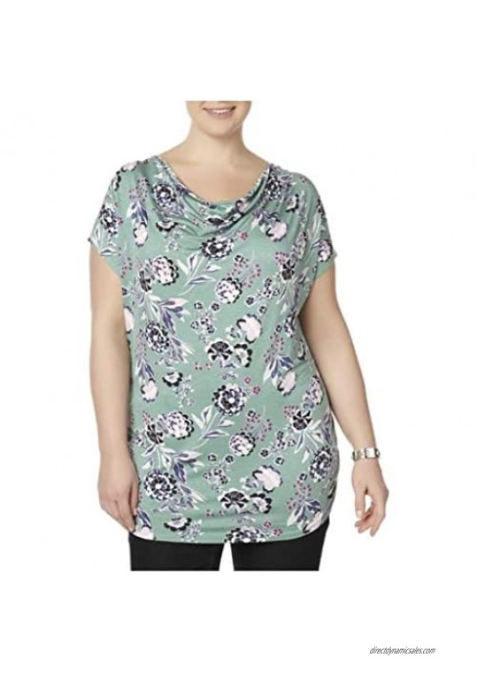 Simply Emma Women's Plus Cowl Neck Shirt - Floral