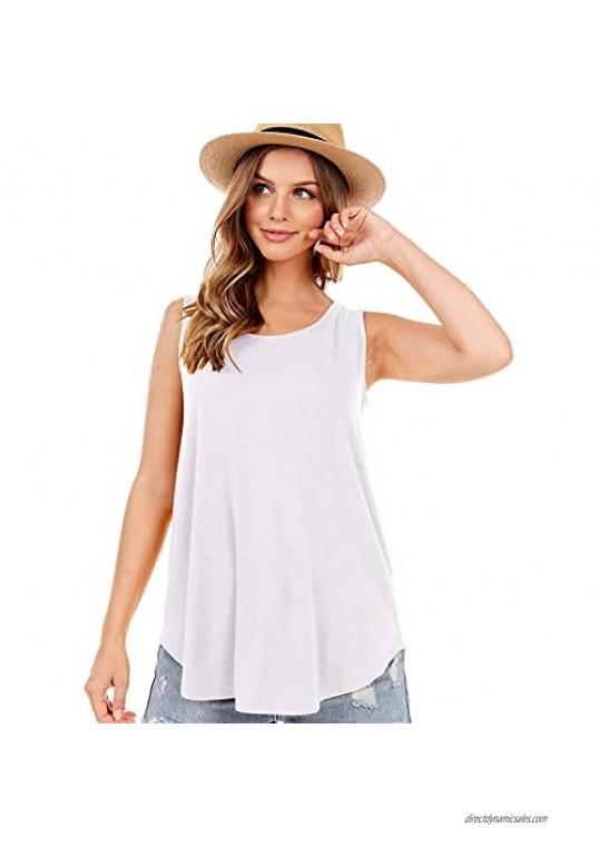 Tank Tops for Women Solid Color Crewneck Sleeveless Tops Loose Vest Premium O-Neck Blouses