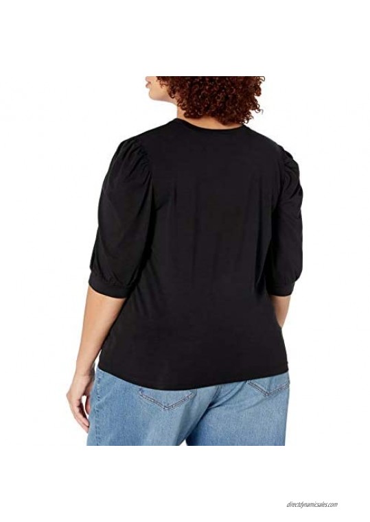 The Drop Women's Mariko Puff-Sleeve Crew-Neck Stretch Jersey T-Shirt