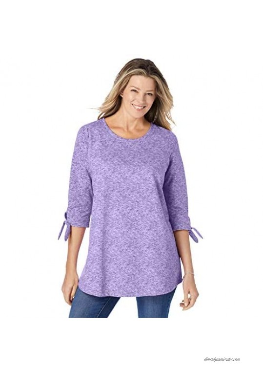 Woman Within Women's Plus Size French Terry Tie-Sleeve Sweatshirt