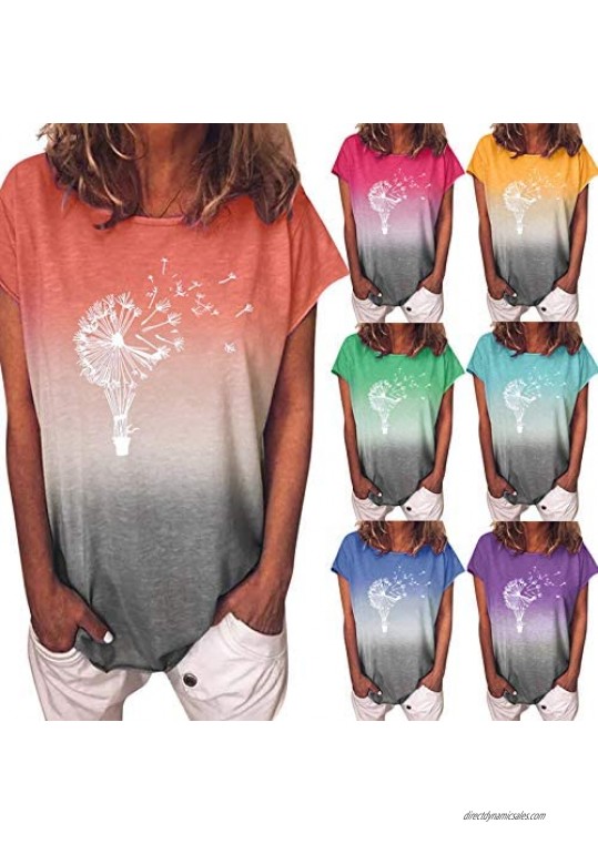 Womens Summer Tops Womens Summer Tops Tie Dye Print T-Shirts O-Neck Casual Short Sleeve Blouse Tops Tunics Tees