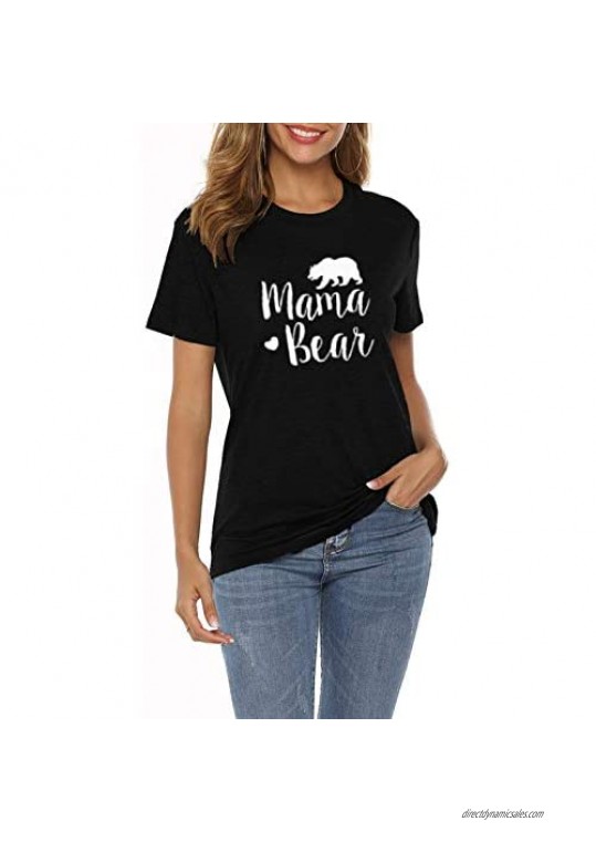 ZILIN Women's Mama Bear T Shirts Short Sleeve Lettering Graphic Cute Tees Summer Tops