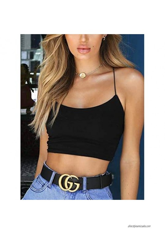 Crop Tops for Women Sexy Backless Slinky Crop Top with Cross Over Straps at Back