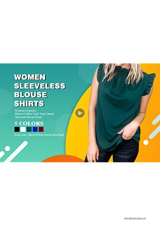 FARYSAYS Womens Chiffon Crewneck Tunic Tank Tops Summer Casual Sleeveless Blouse Shirts