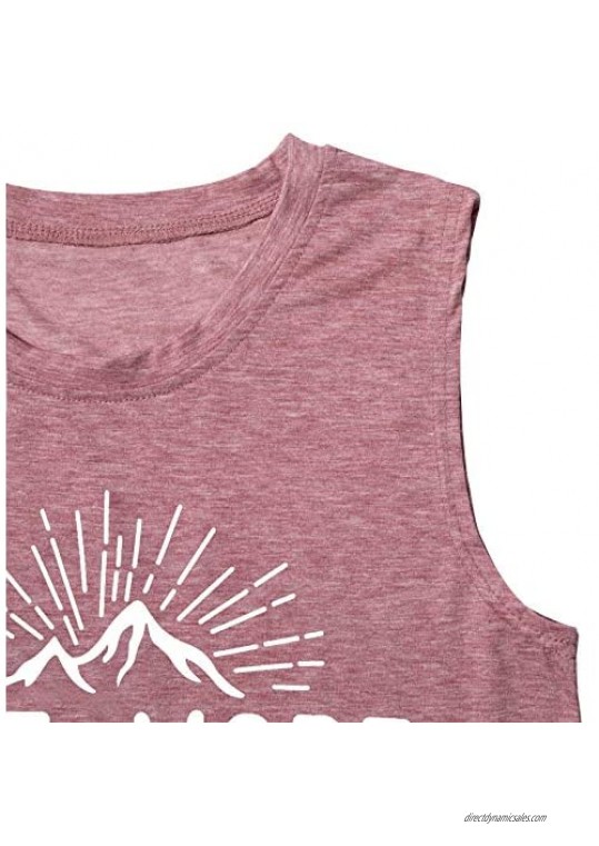 Hike More Worry Less Tank Tops Women Hiking Shirt Funny Letter Print Tank Sleeveless Shirt Gift for Hiker