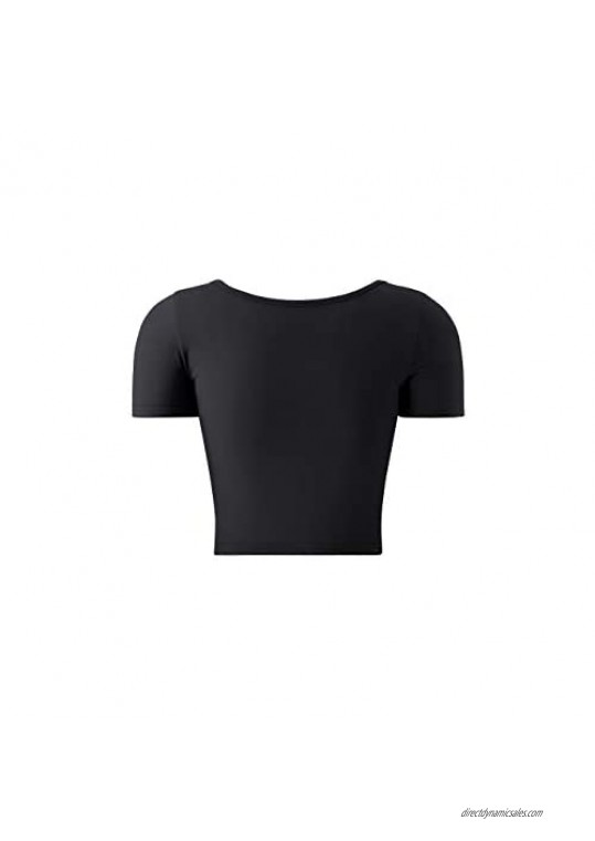 KLOTHO Lightweight Crop Tops Slim Fit Stretchy Workout Shirts for Women or Teen Girls