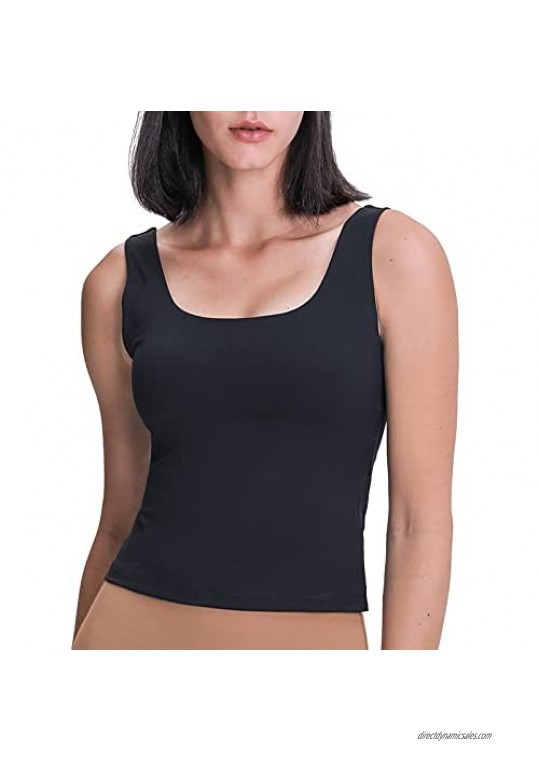 Lavento Women's Yoga Tank Top with Built in Bra Padded Sports Crop Tanks