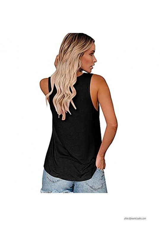 MAGICMK Women Cute Graphic Tank Tops Loose Fit Summer Casual Sleeveless Tees Yoga Workout Shirts