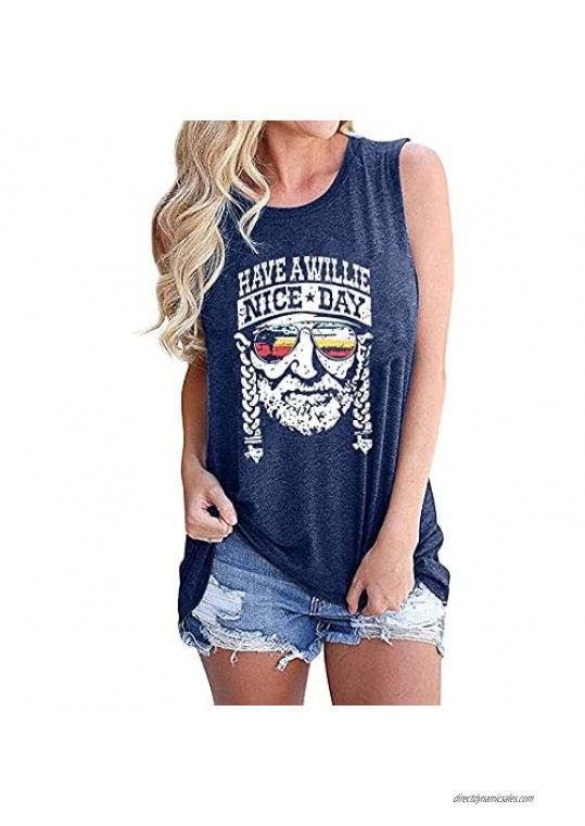 MOUSYA Have A Willie Nice Day Tank Tops Casual Summer Graphic Tank Tops for Women Sleeveless Graphic Tee Shirts