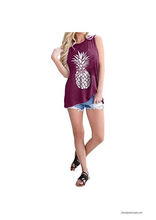 Summer Pineapple Tank Top for Women Casual Summer Graphic Tees Sleeveless Shirts