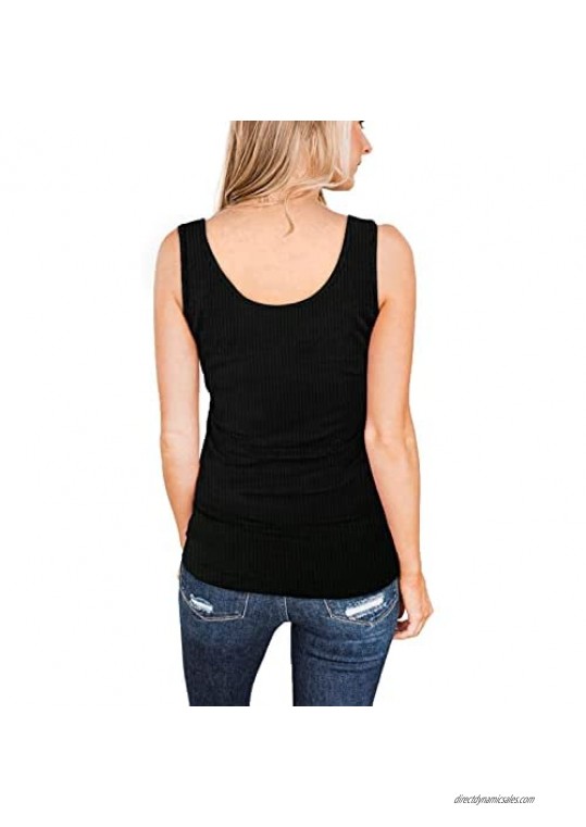 WIHOLL Womens Henley Tank Tops Round Neck Sexy Summer Sleeveless Button Down Tops
