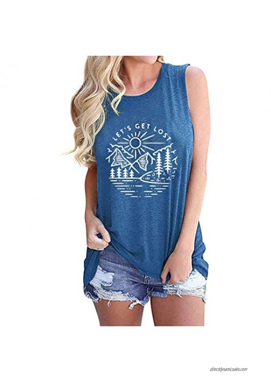 Women's Summer Tank Top Loose Graphic Tee Clothes Mountain Shirt
