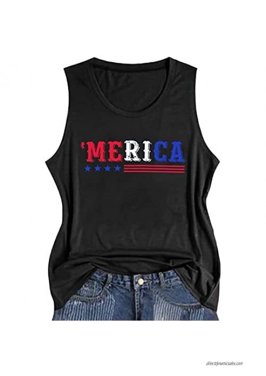 American Flag Tank Tops Tee Shirt Women Patriotic Shirt USA Flag Sleeveless T-Shirt 4th of July Tee Tops