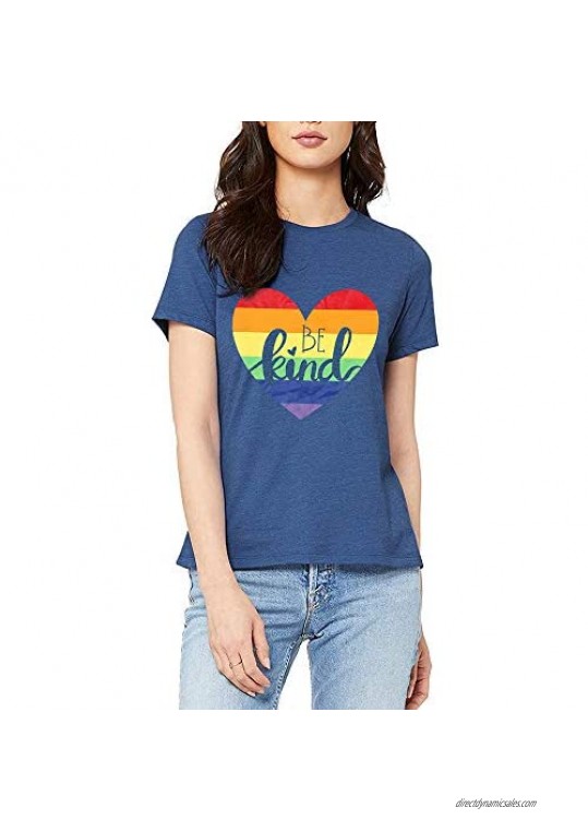 Be Kind Shirt for Women Rainbow Shirt Cute Graphic T Shirt Letter Print Tee Inspirational LGBT Tee Tops