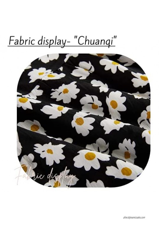 Chuanqi Womens Ruffles Boho Floral Printed Babydoll Loose Swing Casual Short Mini T-Shirt Dress