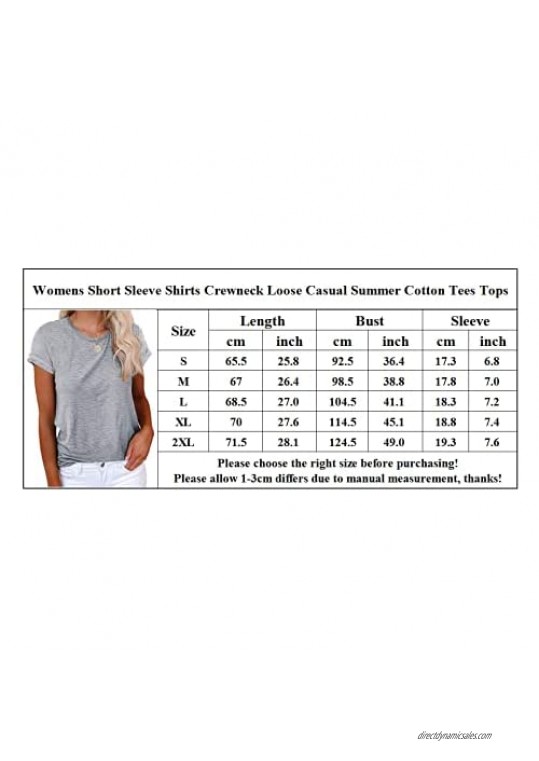 Cicy Bell Womens Short Sleeve Shirts Crewneck Loose Casual Summer Cotton Tees Tops