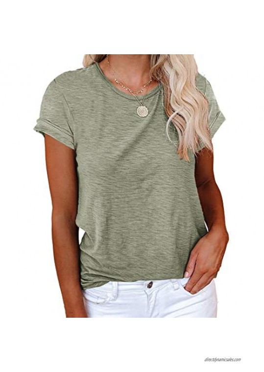 Cicy Bell Womens Short Sleeve Shirts Crewneck Loose Casual Summer Cotton Tees Tops