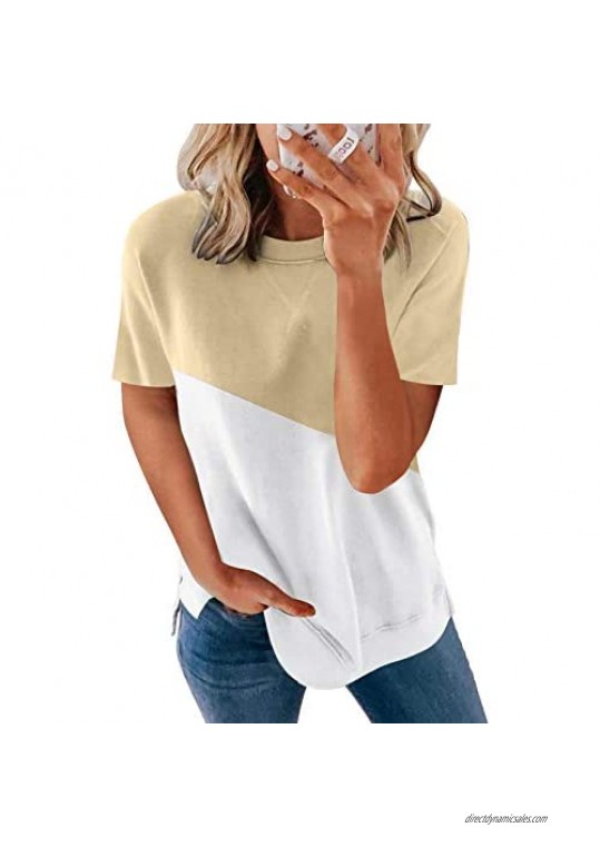CILKOO Womens Short Sleeve Crewneck Shirts Loose Casual Tee T-Shirt(S-XXL)