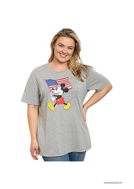 Disney Plus Size Womens T-Shirt Mickey Mouse American Flag Print