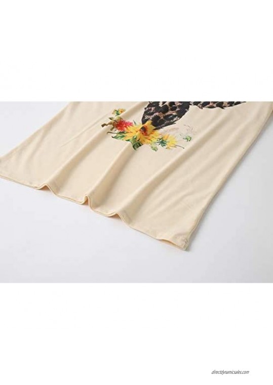GEMLON Women Vintage Leopard Print Cactus T-Shirts Floral Graphic Tee Short Sleeve Summer Tops