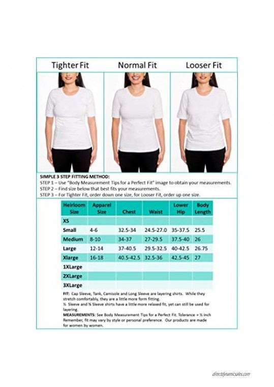 Heirloom Clothing 1/2 Sleeve tee with Cuff Reversible Scoop Neckline Extra Length Comfy Slim fit