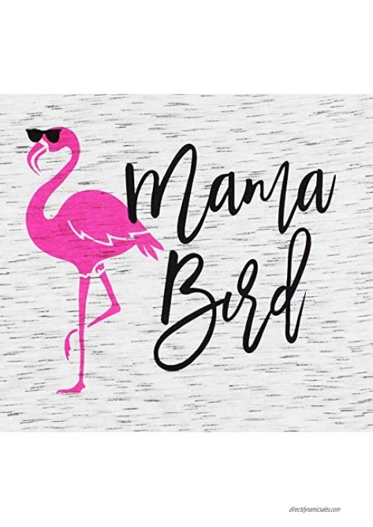 Mama Bird Letter Print T Shirt Women Flamingo Bird Funny Graphic Cute T-Shirt Tops Tee