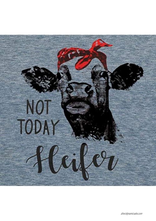 NOT Today Heifer T-Shirt Womens Cow Printed Shirts V Neck Summer Short Sleeve Top Tees