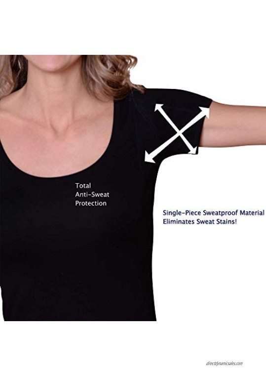 Sweatproof Undershirt for Women Scoop Neck Black Sweat Pads