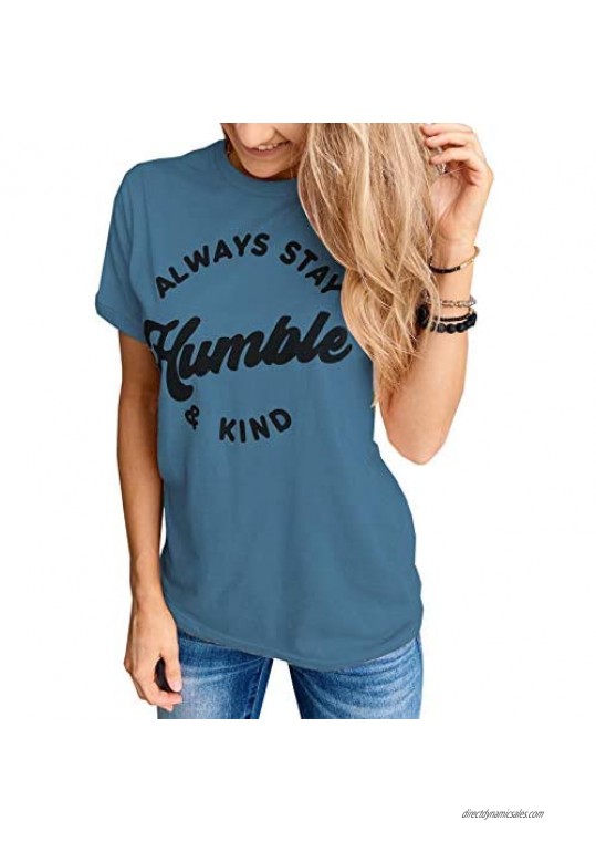 Vemvan Womens Summer Casual Letter Printed Short Sleeve Graphic Tees Tops Comfy T Shirts