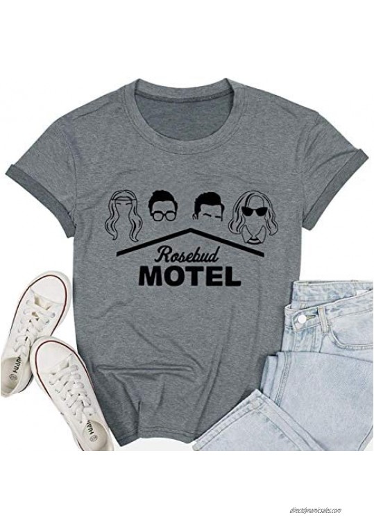 Womens Rosebud Motel T-Shirts Short Sleeve Graphic Printed Tshirt Funny Tee Tops Round Neck Women Clothes