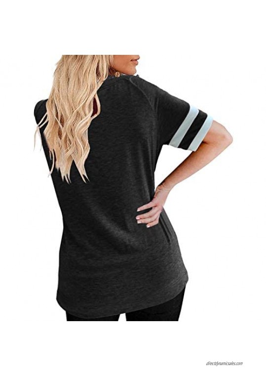 Women's Short Sleeve T-Shirt Crewneck Tees Loose Blouse Tops Causal Tunic Tops(S-XXL)