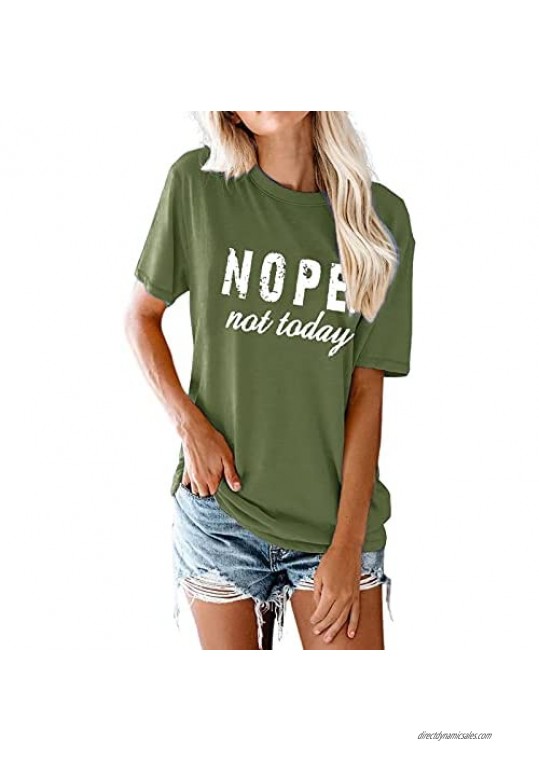 ZIWOCH Women's Nope Not Today Short Sleeve Crewneck Tshirts Summer Loose Casual Graphic Tees