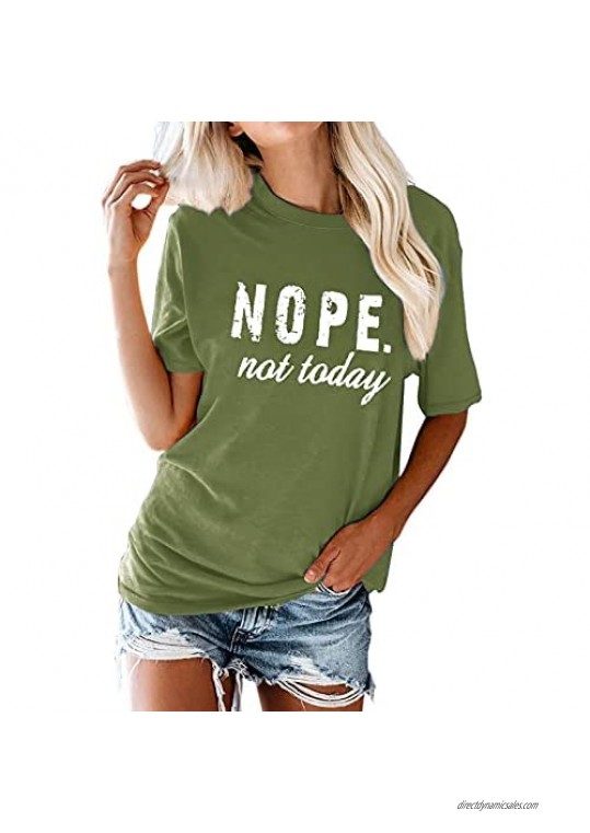 ZIWOCH Women's Nope Not Today Short Sleeve Crewneck Tshirts Summer Loose Casual Graphic Tees