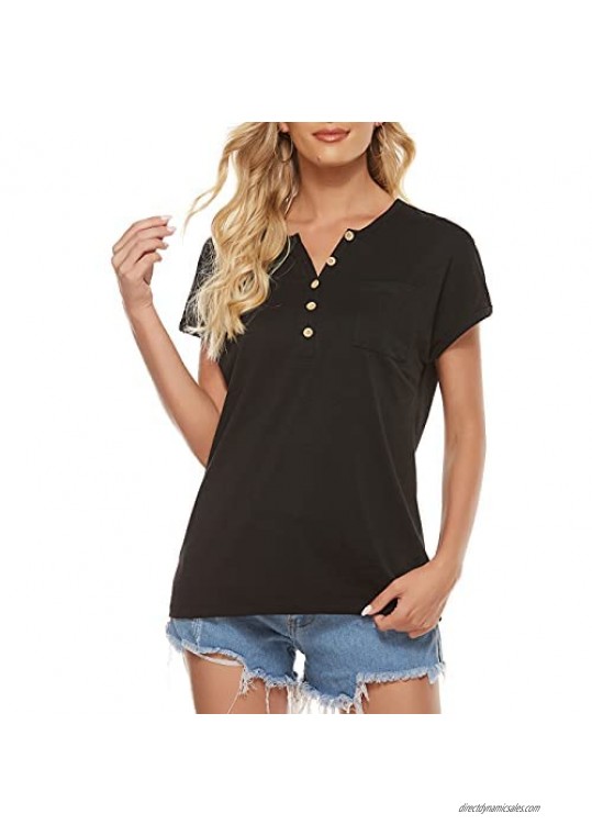 Womens Plus Size Shirt V-Neck Color Block Short Sleeve Blouse Casual Loose Tee Tops KAMEMIR Womens Tshirts for Summer