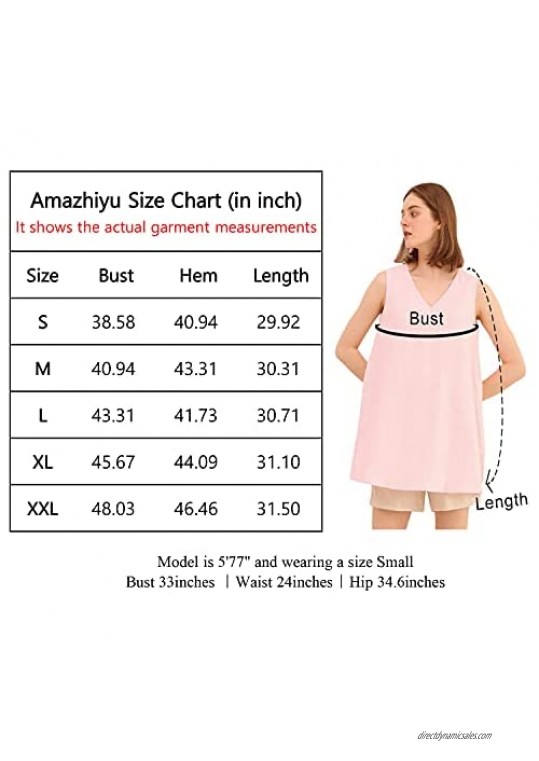 Amazhiyu Women's Linen V Neck Tank Tops Summer Casual Sleeveless Blouse