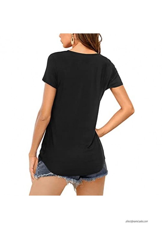 Amoretu Womens Short Sleeve Scoop Neck Summer T-Shirts