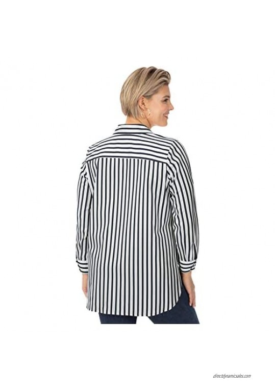 Foxcroft Women's Size Vera Plus Non-Iron Stretch Split Stripe Tunic