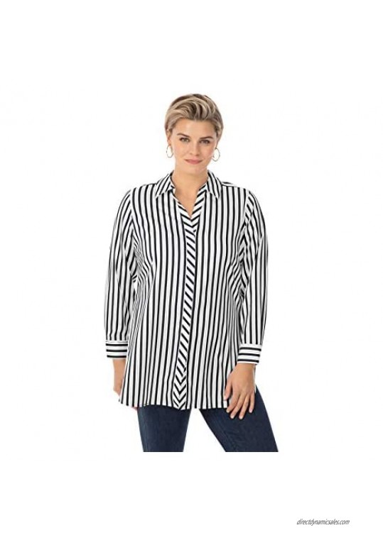 Foxcroft Women's Size Vera Plus Non-Iron Stretch Split Stripe Tunic