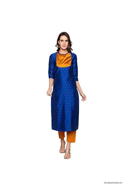 Indian Kurti for Womens With Pant | Art Silk Woven Partywear Kurta Kurtis Dress For Women Tops Tunic