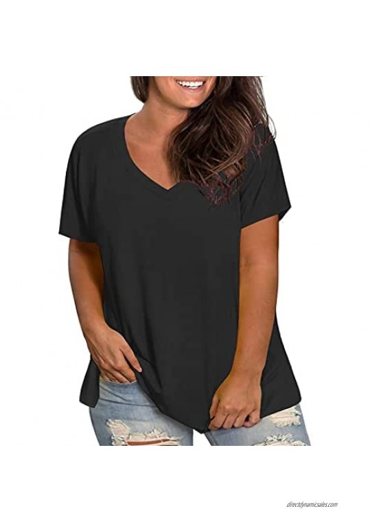 VISLILY Women Plus-Size Tops V Neck T Shirts Casual Summer Tunics Tee