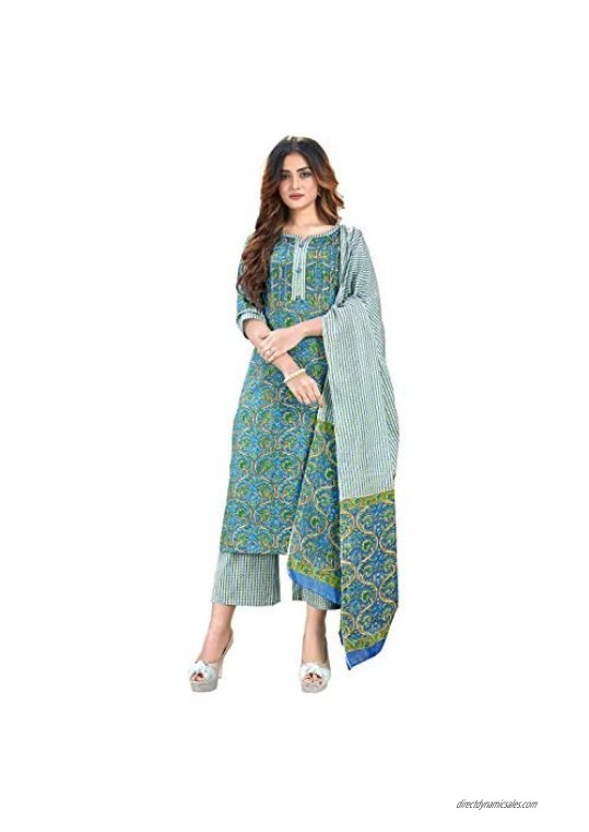 women's 100% cotton indian pakistani kurti palazzo pant set 700