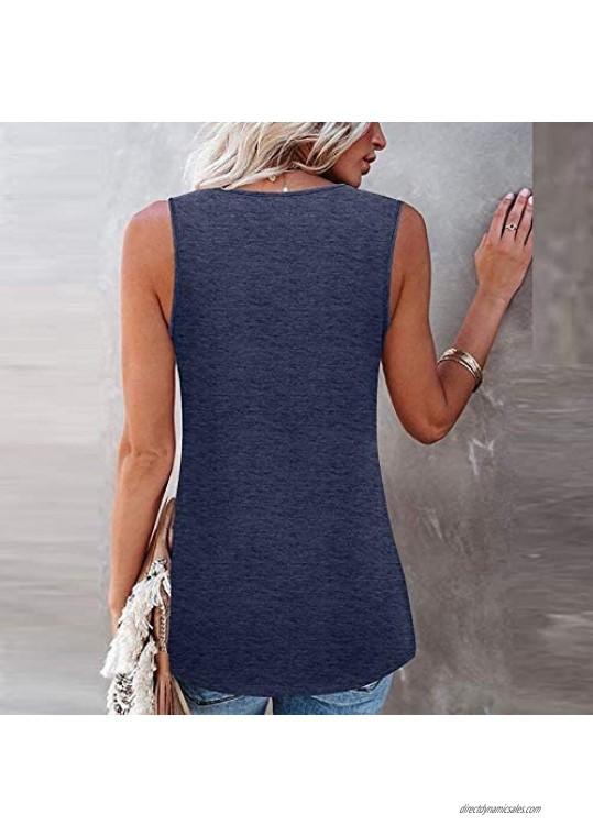 Amober Round Neck Workout Tank Tops for Women Casual Sleeveless Shirts Loose Fit