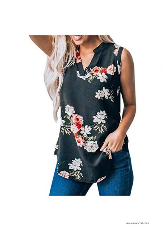Fashion Women Vest Off Shoulder Print Sleeveless V-Neck T-Shirt Blouse Tops