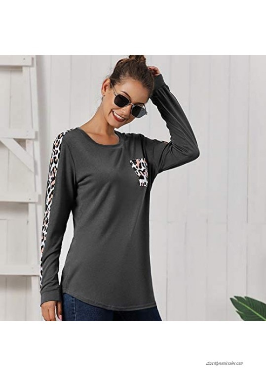 FUNEY 2021 Fashion Leopard Print Splicing Pullover Sweatshirt Oversized Casual Long Sleeve Tops Blouse Tshirt for Women