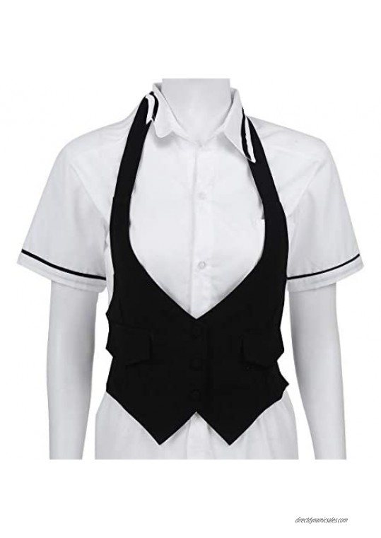 iiniim Women's Halter Neck Backless Single Breasted Fully Lined Party Tuxedo Dress Vest Waistcoat