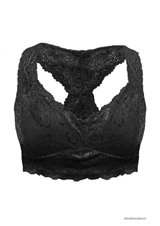 Lace Bralette for Women Sexy Underwear Camisole Bra Padded Backless Lace Bandeau Bra with Straps
