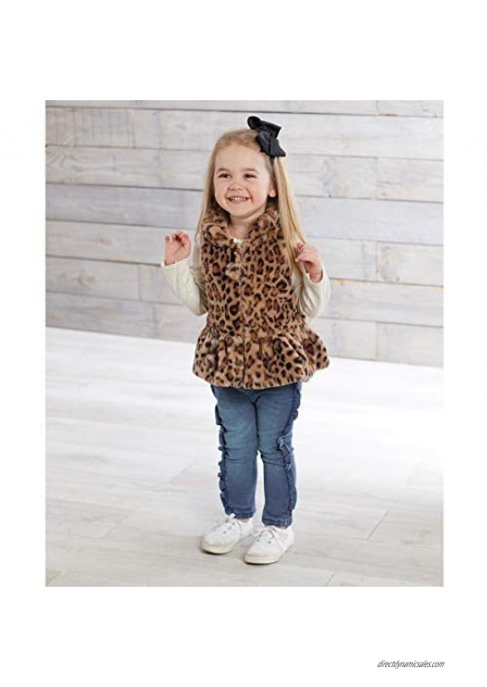 Mud Pie Baby Girl Faux Leopard Fur Vest
