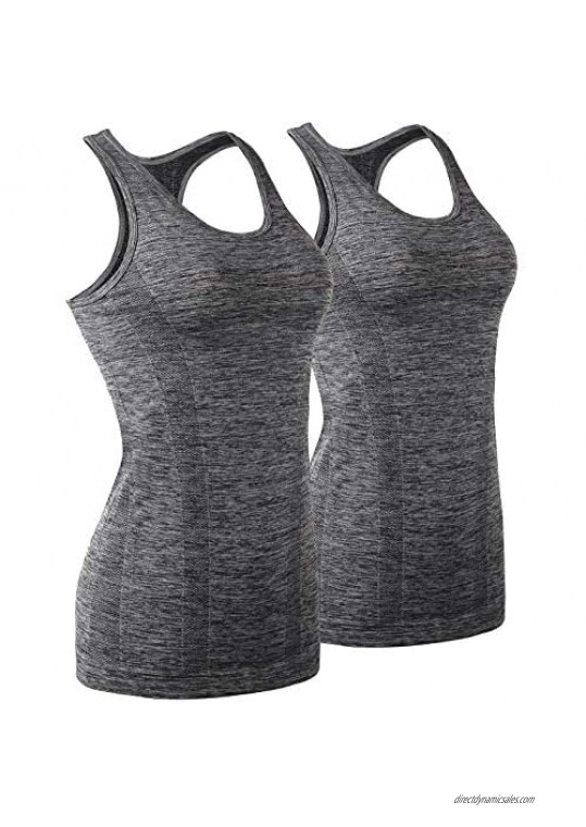 OUTDOOYOWS 2PACK Women's Fitness Workout Tank Top Racer Back Yoga Vest Running Shirt