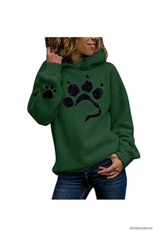 SoneBot Womens Casual Hoodies Solid Crewneck Long Sleeve Pullover Cute Dog Printed Sweatshirt Blouse Tops